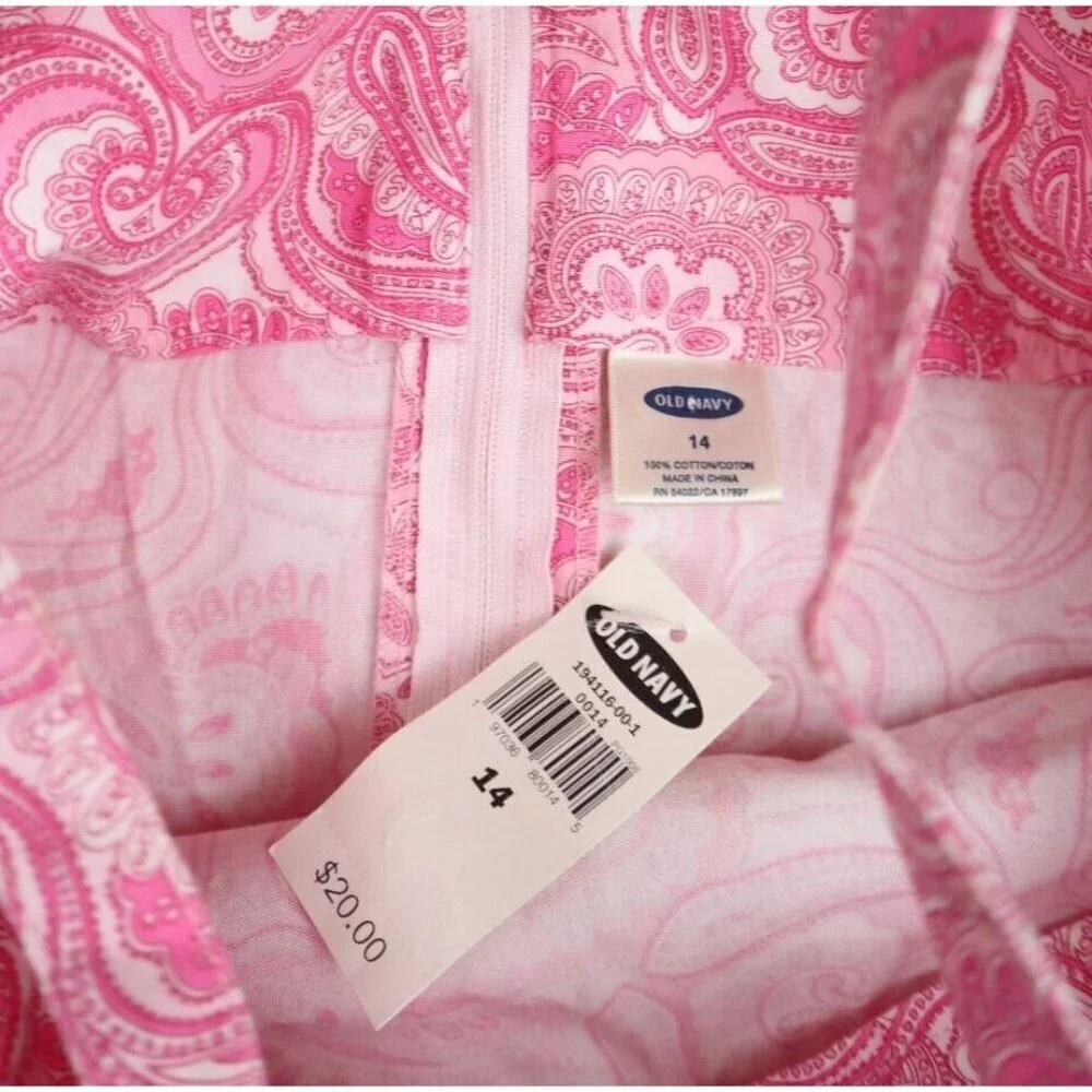GIRL'S PINK PAISLEY PRINT DRESS - OLD NAVY - SIZE 14 - NWT